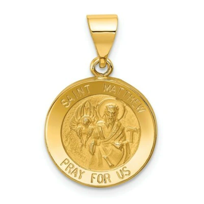 Pre-owned Goldia 14k Yellow Gold Polished Saint Matthew "pray For Us" Religious Medal Pendant