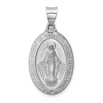 Pre-owned Goldia 14k White Gold Polished & Satin Blessed Virgin Mary Miraculous Medal Pendant