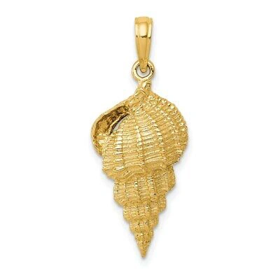 Pre-owned Superdealsforeverything Real 14kt Yellow Gold Conch Shell Pendant