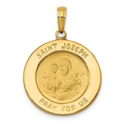 Pre-owned Pricerock 14k Yellow Gold Polished & Engraveable Saint Joseph Pray For Us Medal Pendant