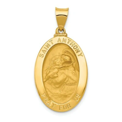 Pre-owned Goldia 14k Yellow Gold Polished Saint Anthony "pray For Us" Religious Medal Pendant