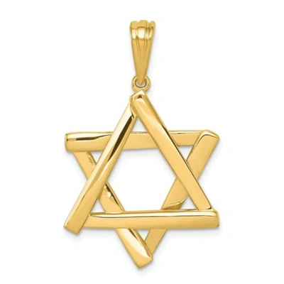 Pre-owned Goldia 14k Yellow Gold Polished Solid Star Of David Jewish Symbol Religious Pendant