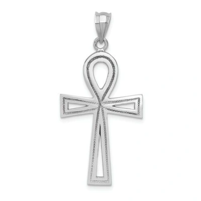 Pre-owned Goldia 14k White Gold Solid Polished Casted Ankh Cross Pendant