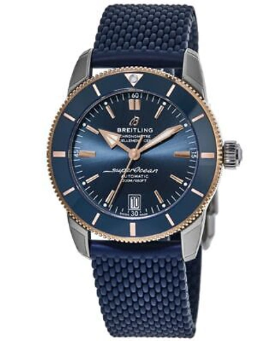 Pre-owned Breitling Superocean Heritage 42 Blue Dial Rose Men's Watch Ub2010161c1s1