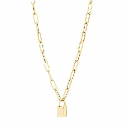 Pre-owned Welry 3.8mm Paperclip Chain Lock Necklace In 10k Yellow Gold, 20"