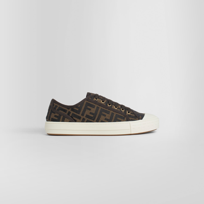 Fendi Men Brown Sneaker With All-over Ff Motif In Fabric Man In Black