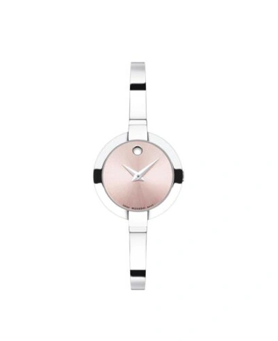 Pre-owned Movado Brand  Bela Women's Pink Dial Stainless Steel Bangle Watch 0606596