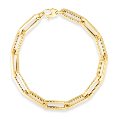 Pre-owned Phillip Gavriel 14kt Yellow Gold Cable Paperclip Bracelet 7.5 Inch 4 Grams 7.mm In Yellow Gold, 14k