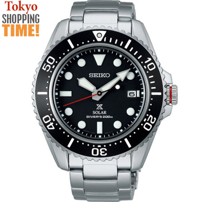 Pre-owned Seiko Prospex Sbdj051 Black Face Solar Diver 200 Stainless Steel Men Watch Japan