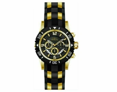 Pre-owned Invicta Men's Pro-diver 23702 Black/gold Tone 50mm Case Chronograph Watch W Case