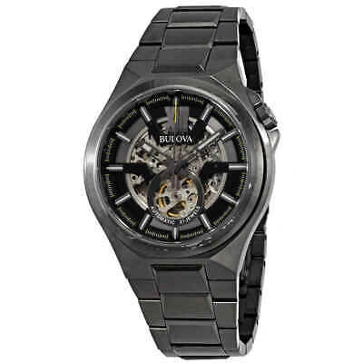Pre-owned Bulova Classic Automatic Gunmetal Skeleton Dial Men's Watch 98a179