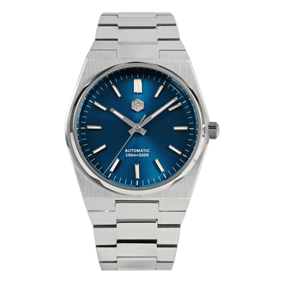 Pre-owned San Martin Sn0023-g Miyota Automatic Stainless Steel 40mm 10 Atm Men Dress Watch In Sunray Blue