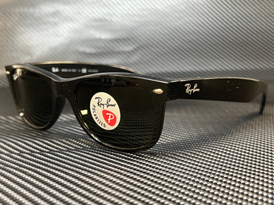 Pre-owned Ray Ban Rb2132 901 58 Black Square Unisex 52 Mm Polarized Sunglasses In Green