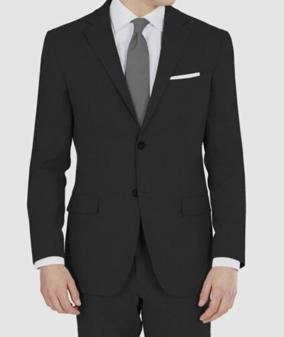Pre-owned Dkny $585  Men's Black Modern-fit Stretch 2-piece Suit Jacket Pants Size 44r