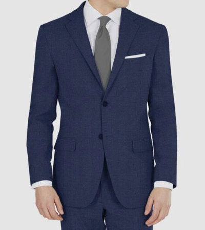 Pre-owned Dkny $495  Men's Blue Tic Modern-fit 2-piece Stretch Suit Jacket Pants 40r