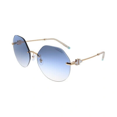 Pre-owned Tiffany & Co . Tf 3077 616016 Gold Metal Sunglasses Blue Gradient Lens In Gray