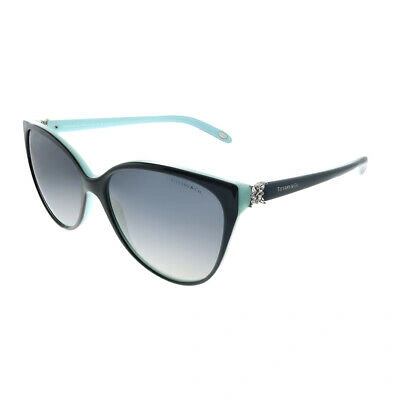 Pre-owned Tiffany & Co Tf 4089b 8055t3 Black Tiffany Blue Sunglasses Grey Gradient In Gray