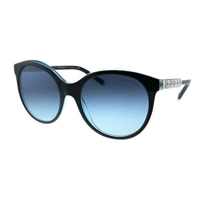 Pre-owned Tiffany & Co . Tf 4175b 82859s Black Tiffany Blue Sunglasses Blue Lens