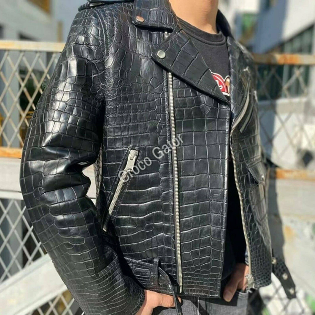 Genuine Crocodile Mens Alligator Leather Jacket Crocodile Original