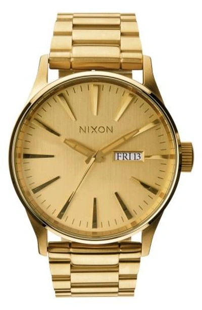Nixon Sentry All Gold Gold Dial Gold-tone Mens Watch A356502 In Gold Tone