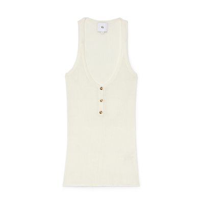 G. Label King Henley Tank In White