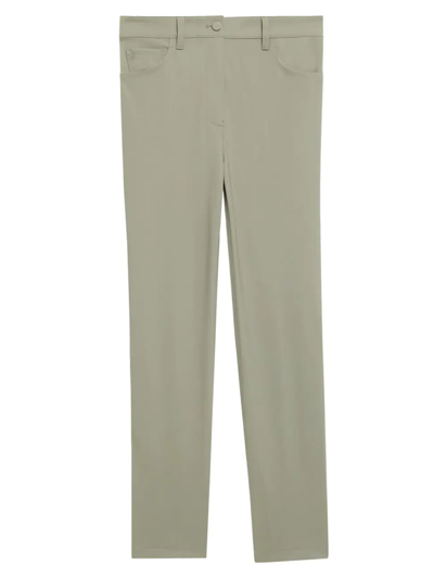 Theory Treeca Ponte Slim-fit Pants In Moss