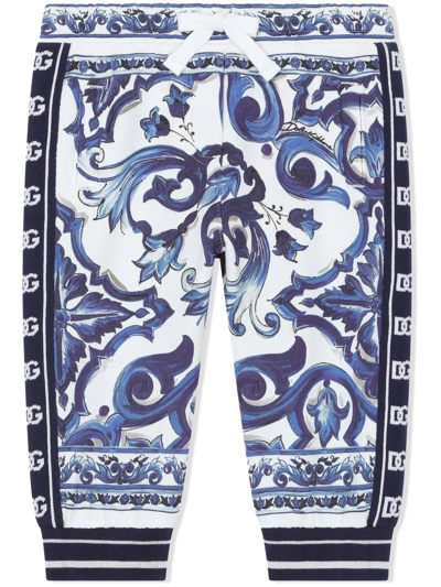 Dolce & Gabbana Babies' Graphic-print Tracksuit Bottoms In White