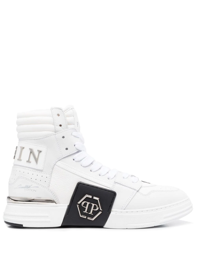 Philipp Plein Leather High-top Sneakers In White