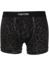 Tom Ford Leopard-print Stretch-cotton Boxers Briefs In Blue