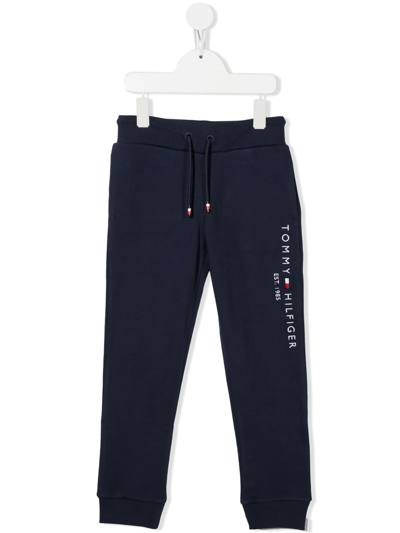 Tommy Hilfiger Junior Kids' Logo-embroidered Cotton Track Pants In Blue