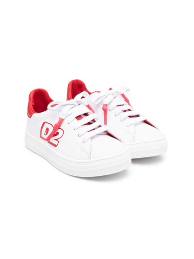 Dsquared2 Kids' Logo-print Lace-up Trainers In White