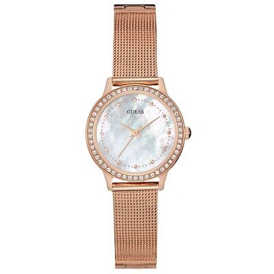 Pre-owned Guess W0647l2 Ladies Chelsea Rose Gold Mesh Watch Rrp £159