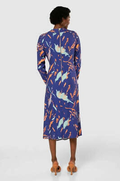 Pre-owned Closet London Blue Print Twist Front Midi Dress