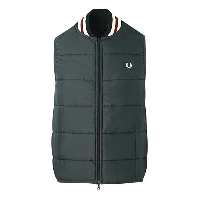 Pre-owned Fred Perry X Lavenham Quilted Black Gilet Jacket