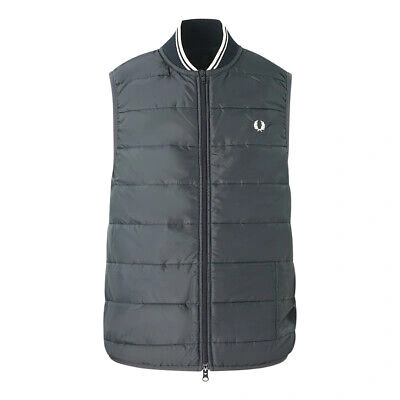Pre-owned Fred Perry X Lavenham Quilted Blue Gilet Jacket