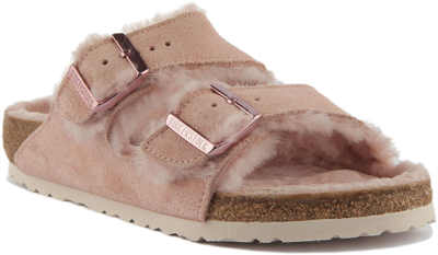 Pre-owned Birkenstock Arizona Shearl Unisex 2 Strap Sandal In Pink Uk Size 3-8 Regular Fit