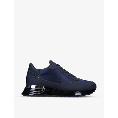 Mallet Popham Logo Leather And Neoprene Trainers In Navy
