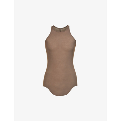 Rick Owens Basic Ribbed-texture Regular-fit Woven Tank Top In Dust
