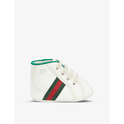 Gucci Babies' New Tennis Logo-print Canvas Trainers 0-1 Year In White/comb