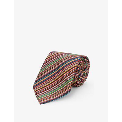 Paul Smith Stripe-print Wide-blade Silk Tie In Multi Coloured