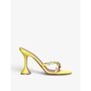 Amina Muaddi Lily Slipper 95 Crystal-embellished Satin Heeled Sandals In Yellow