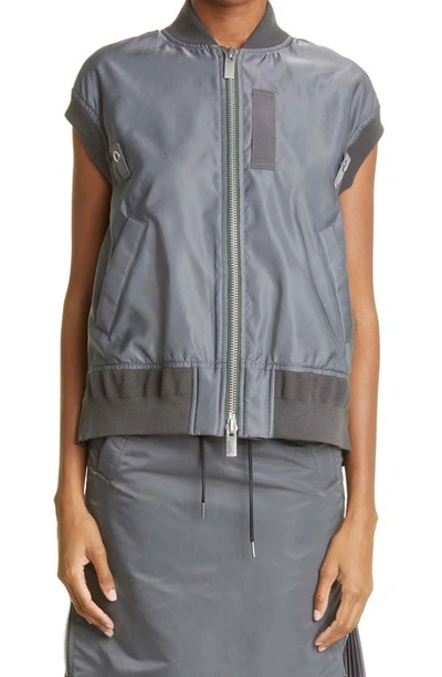 Sacai Ma-1 Nylon Utility Vest In Green