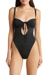 House Of Cb Cannes Cutout Underwire One-piece Swimsuit In Black