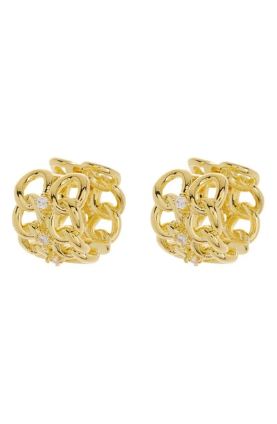 Sterling Forever Carleene Cz Huggie Hoop Earrings In Gold
