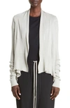 Rick Owens Open Front Virgin Wool Cardigan In Pearl