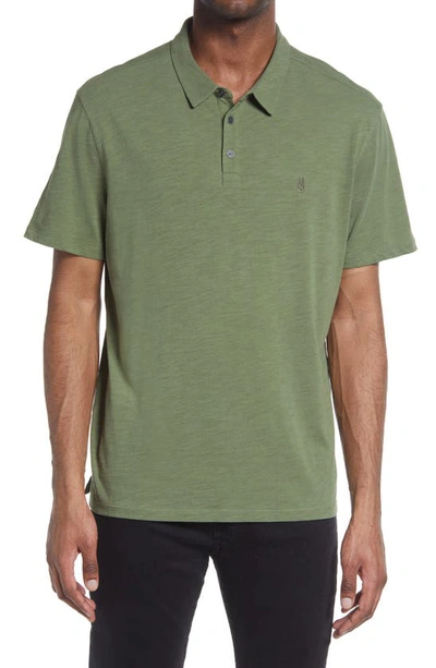 John Varvatos Victor Solid Slub Cotton Polo In Lt Olive