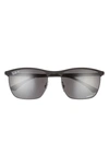 Ray Ban 57mm Polarized Square Sunglasses In Silver/ Blue