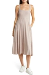 Beyond Yoga Featherweight Square Neck Midi Dress In Chai