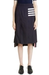 Thom Browne Drop Back Pleated Wool Skirt In Navy