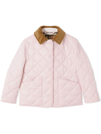 Burberry Kids' Daley Diamond-quilted Shell Jacket 3-14 Years In Pink